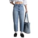 INKD Premium Women’s Barrel Fit Jeans - 100% Cotton | High- Rise | Comfortable Fit | Casual Denims | Jeans for Women | Mom Fit Jean | Ankle Length Jean (Available in Plus Sizes)
