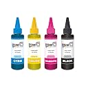 Inkjet Refill Ink for use All Inkjet, Deskjet, Officejet Printers and Cartridges | Compatible for HP Priner Cartridges &amp; Canon Printer Cartridges | 100ml Each Bottle (4 Color Set)