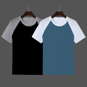 inkkr pack of 2 men colorblock round neck cotton blend multicolor t-shirt