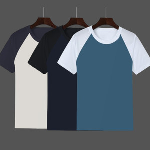 inkkr pack of 3 men colorblock round neck cotton blend multicolor t-shirt