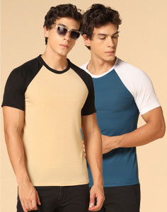 inkkr colorblock men round neck multicolor t-shirt