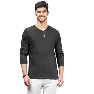 INKKR Mens Solid Plain V-Neck T-Shirt