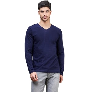 INKKR Mens Solid Plain V-Neck T-Shirt