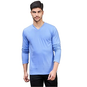 INKKR Mens Solid Plain V-Neck T-Shirt