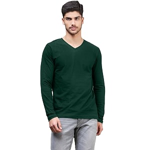 INKKR Mens Solid Plain V-Neck T-Shirt