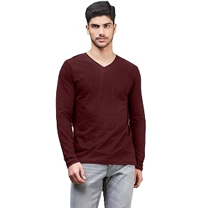 INKKR Mens Solid Plain V-Neck T-Shirt