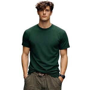INKKR Mens Solid Round Neck Half Sleeve