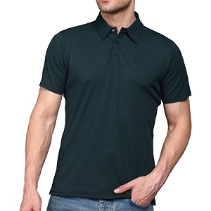 INKKR Men Soild Polo Neck Texture T-Shirt
