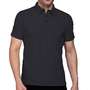 INKKR Men Soild Polo Neck Texture T-Shirt