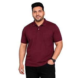 INKKR Plus Size Solid Mens Polo Neck