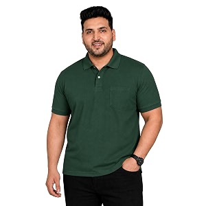 INKKR Plus Size Solid Mens Polo Neck