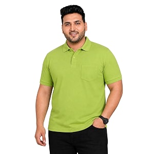 INKKR Plus Size Solid Mens Polo Neck