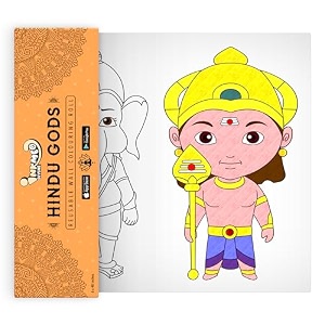 hindu gods wall colouring roll  ar enabled  interactive educational learning chart  for kids  ages 2  return gift  size 6 x 40 inches  discover divine songs and stories