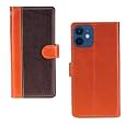 Inktree Apple iPhone 12 Mini Case | Premium Leather Finish | with Card Pockets | Wallet Stand |Complete Protection Cover for Apple iPhone 12 Mini - Camel and Coffee