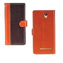 Inktree Celkon Ufeel 4G Case | Premium Leather Finish | with Card Pockets | Wallet Stand |Complete Protection Cover for Celkon Ufeel 4G - Camel and Coffee
