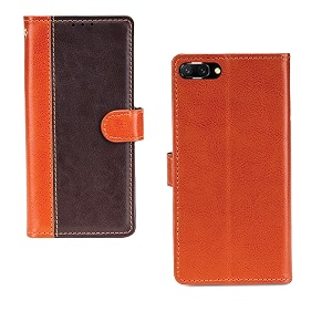 inktree honor 10 case  premium leather finish  with card pockets  wallet stand complete protection cover for honor 10 - camel and coffee