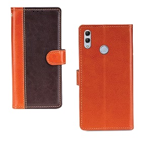 inktree honor 10 lite case  premium leather finish  with card pockets  wallet stand complete protection cover for honor 10 lite - camel and coffee