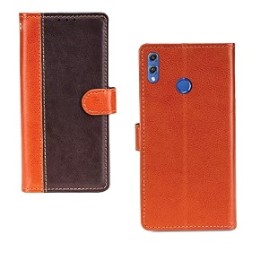 inktree honor 8x case  premium leather finish  with card pockets  wallet stand complete protection cover for honor 8x - camel and coffee