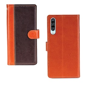 inktree honor p30 case  premium leather finish  with card pockets  wallet stand complete protection cover for honor p30 - camel and coffee