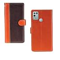 Inktree Infinix Hot 10 Play Case | Premium Leather Finish | with Card Pockets | Wallet Stand |Complete Protection Cover for Infinix Hot 10 Play - Camel and Coffee