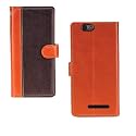 Inktree Intex Infie 33 Case | Premium Leather Finish | with Card Pockets | Wallet Stand |Complete Protection Cover for Intex Infie 33 - Camel and Coffee