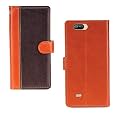 Inktree ITEL A44 Air Case | Premium Leather Finish | with Card Pockets | Wallet Stand |Complete Protection Cover for ITEL A44 Air - Camel and Coffee