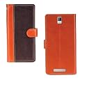 Inktree Lava Fuel 50 Case | Premium Leather Finish | with Card Pockets | Wallet Stand |Complete Protection Cover for Lava Fuel 50 - Camel and Coffee