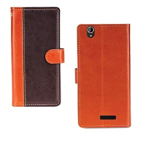 inktree lava iris x1 mini case  premium leather finish  with card pockets  wallet stand complete protection cover for lava iris x1 mini - camel and coffee