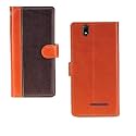 Inktree Lava Z62 Case | Premium Leather Finish | with Card Pockets | Wallet Stand |Complete Protection Cover for Lava Z62 - Camel and Coffee