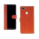 Inktree Lenovo A5 Case | Premium Leather Finish | with Card Pockets | Wallet Stand |Complete Protection Cover for Lenovo A5 - Camel and Black