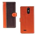 Inktree LG K9 Case | Premium Leather Finish | with Card Pockets | Wallet Stand |Complete Protection Cover for LG K9 - Camel and Coffee