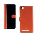 InkTree LYF Flame 1 PU Leather Vintage Flip Cover Case | Premium Leather Finish | with Card Pockets | Wallet Stand |Complete Protection Cover for LYF Flame 1 - Camel and Black
