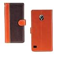 Inktree LYF Flame 2 Case | Premium Leather Finish | with Card Pockets | Wallet Stand |Complete Protection Cover for LYF Flame 2 - Camel and Coffee