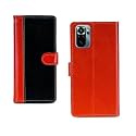 Inktree Redmi Note 10 PU Leather Vintage Flip Cover Case | Premium Leather Finish | with Card Pockets | Wallet Stand |Complete Protection Cover for Redmi Note 10 - Camel and Black