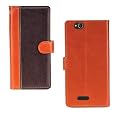 Inktree Mobiistar CQ Case | Premium Leather Finish | with Card Pockets | Wallet Stand |Complete Protection Cover for Mobiistar CQ - Camel and Coffee