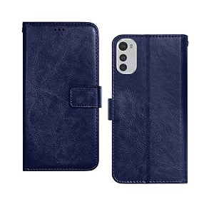 inktree moto e32s flip case  with card pockets  wallet stand complete protection flip cover for moto e32s - blue