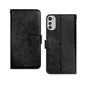 inktree moto e32s flip case  with card pockets  wallet stand complete protection flip cover for moto e32s - black