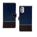 Inktree Moto E32s Flip Case | with Card Pockets | Wallet Stand |Complete Protection Flip Cover for Moto E32s - Blue and Coffee