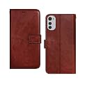 Inktree Moto E32s Flip Case | with Card Pockets | Wallet Stand |Complete Protection Flip Cover for Moto E32s - Brown