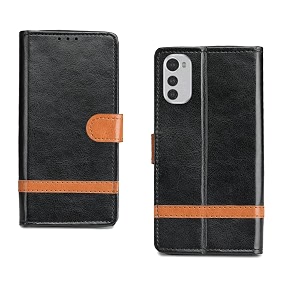 inktree moto e32s flip case complete protection flip cover for moto e32s - black stripe