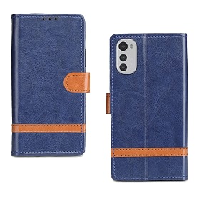 inktree moto e32s flip case complete protection flip cover for moto e32s - blue stripe