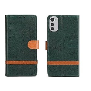 inktree moto e32s flip case complete protection flip cover for moto e32s - green stripe