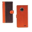 Inktree Moto E4 Case | Premium Leather Finish | with Card Pockets | Wallet Stand |Complete Protection Cover for Moto E4 - Camel and Coffee