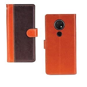 inktree nokia 62 case  premium leather finish  with card pockets  wallet stand complete protection cover for nokia 62 - camel and coffee