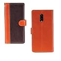 Inktree OnePlus 6T Case | Premium Leather Finish | with Card Pockets | Wallet Stand |Complete Protection Cover for OnePlus 6T - Camel and Coffee