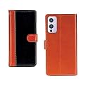 Inktree OnePlus 9 PU Leather Vintage Flip Cover Case | Premium Leather Finish | with Card Pockets | Wallet Stand |Complete Protection Cover for OnePlus 9 - Camel and Black