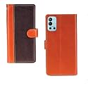 Inktree OnePlus 9R Case | Premium Leather Finish | with Card Pockets | Wallet Stand |Complete Protection Cover for OnePlus 9R - Camel and Coffee