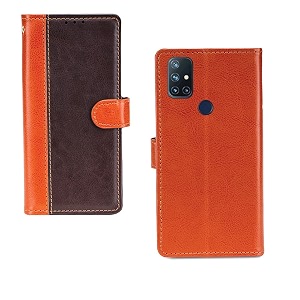 inktree oneplus n10 case  premium leather finish  with card pockets  wallet stand complete protection cover for oneplus n10 - camel and coffee