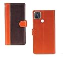 Inktree Oppo A15s PU Leather Vintage Flip Cover Case | Premium Leather Finish | with Card Pockets | Wallet Stand |Complete Protection Cover for Oppo A15s - Camel and Coffee