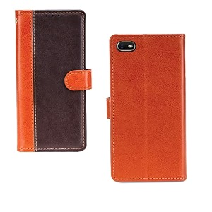 inktree oppo a1k case  premium leather finish  with card pockets  wallet stand complete protection cover for oppo a1k - camel and coffee